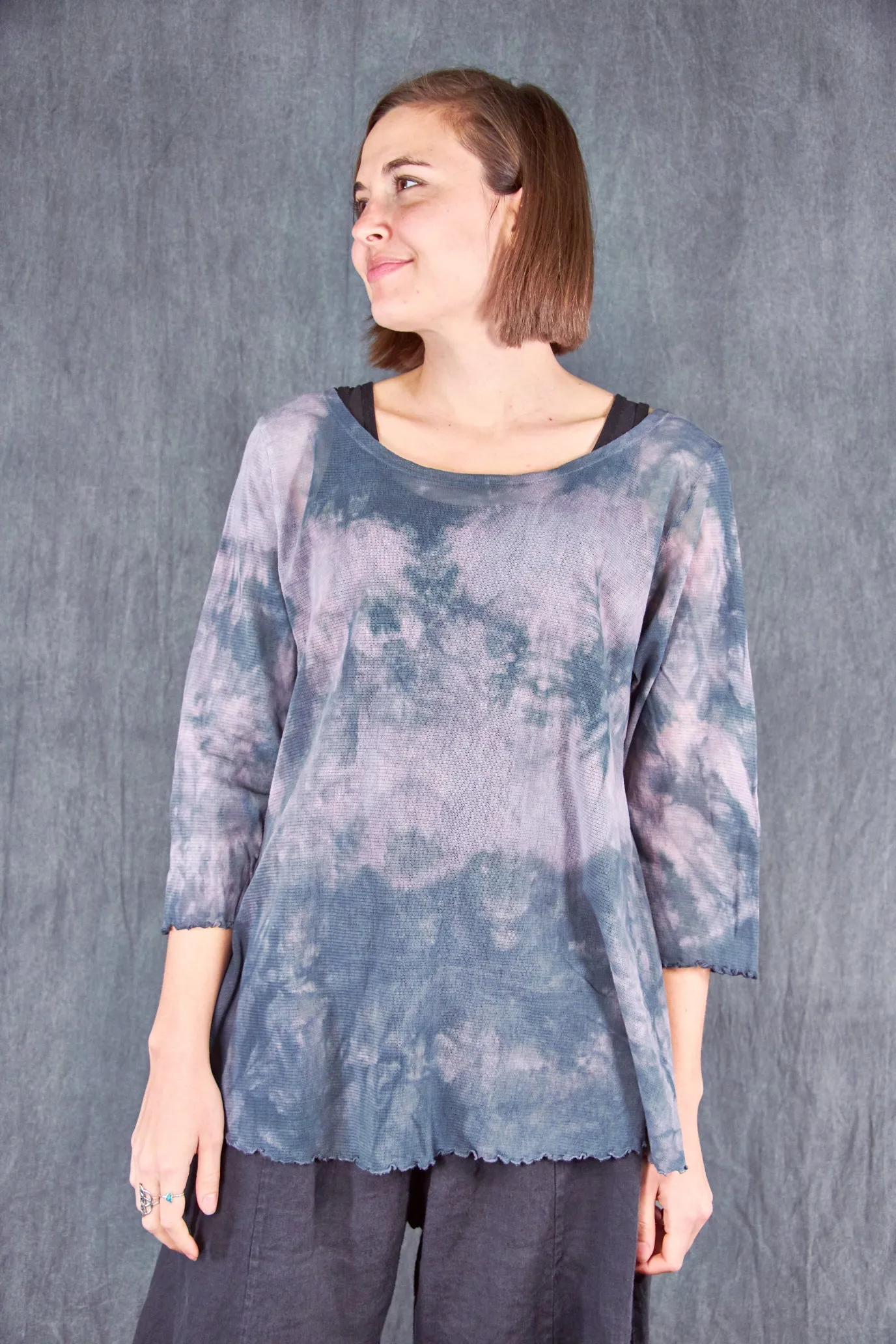1145HD Hand-dyed Mesh Cafe Tee River/Rose Quartz-U