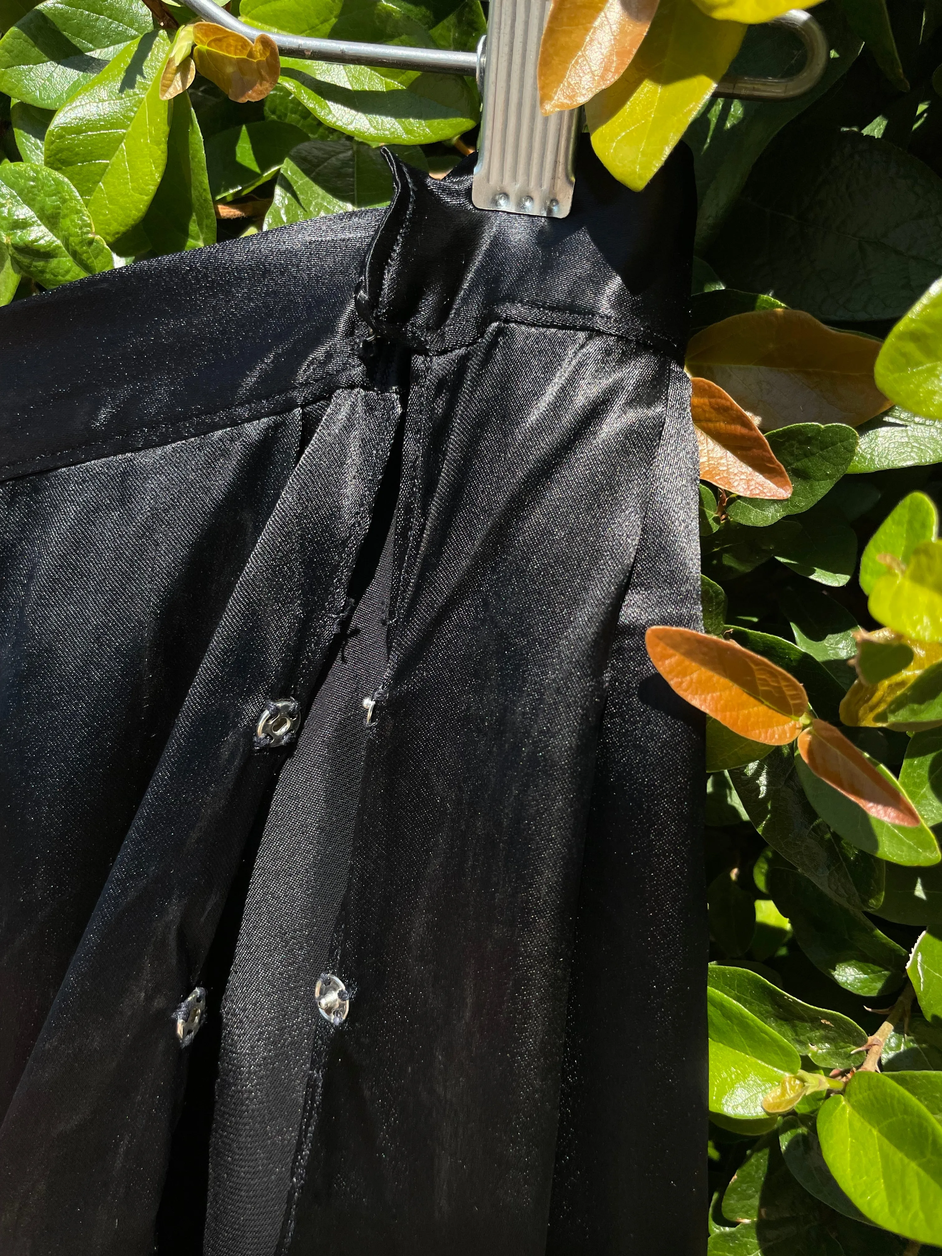 1940s Noir Satin Side Snap Wide Leg Eyelet Border Palazzo Pants