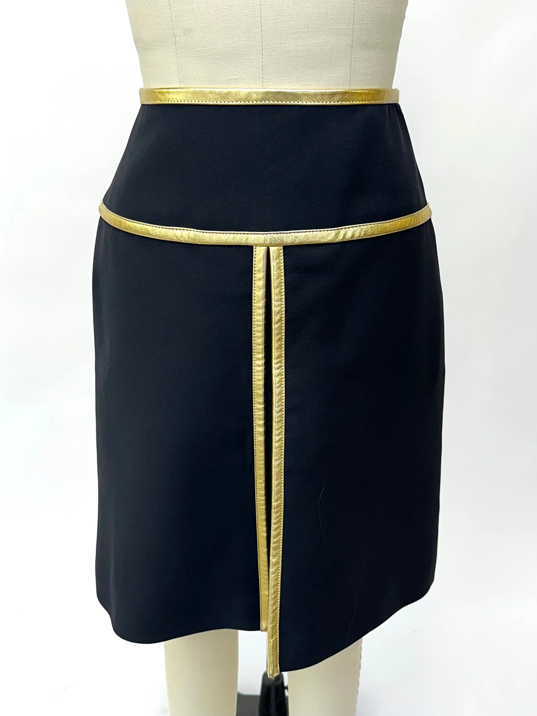 2014 Prada Metallic Gold Trim Skirt