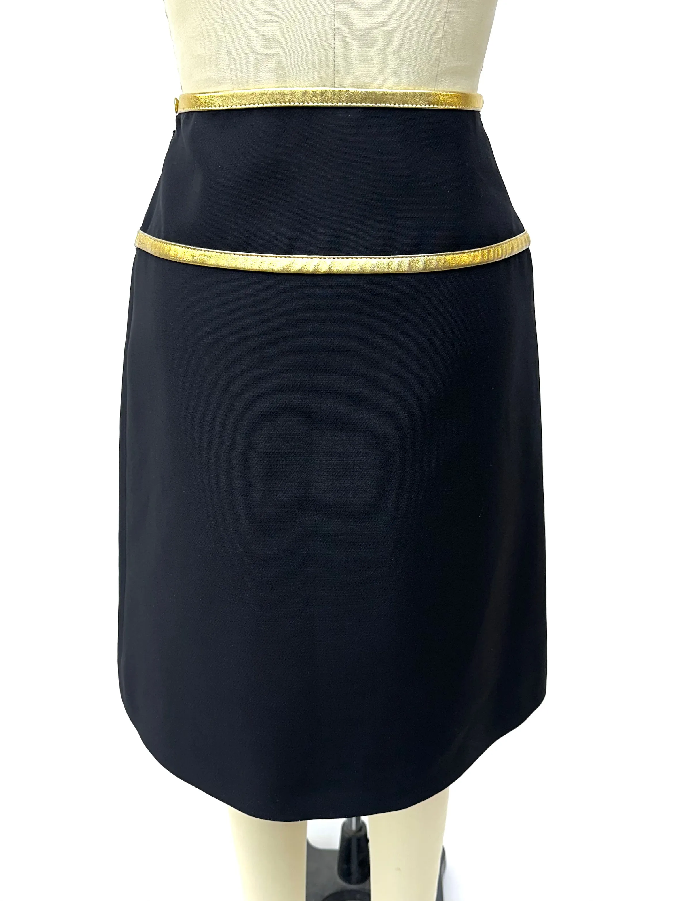 2014 Prada Metallic Gold Trim Skirt