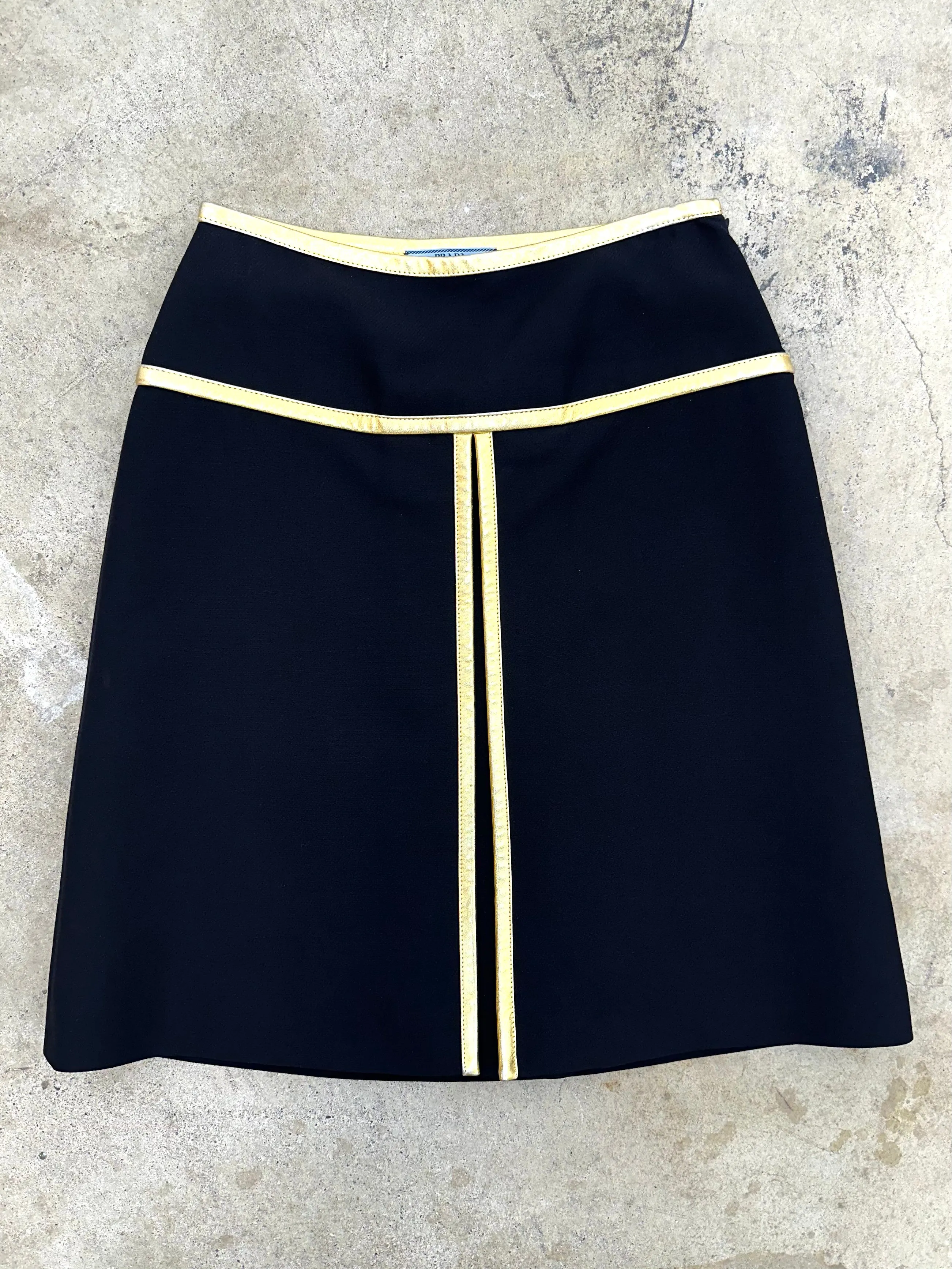 2014 Prada Metallic Gold Trim Skirt