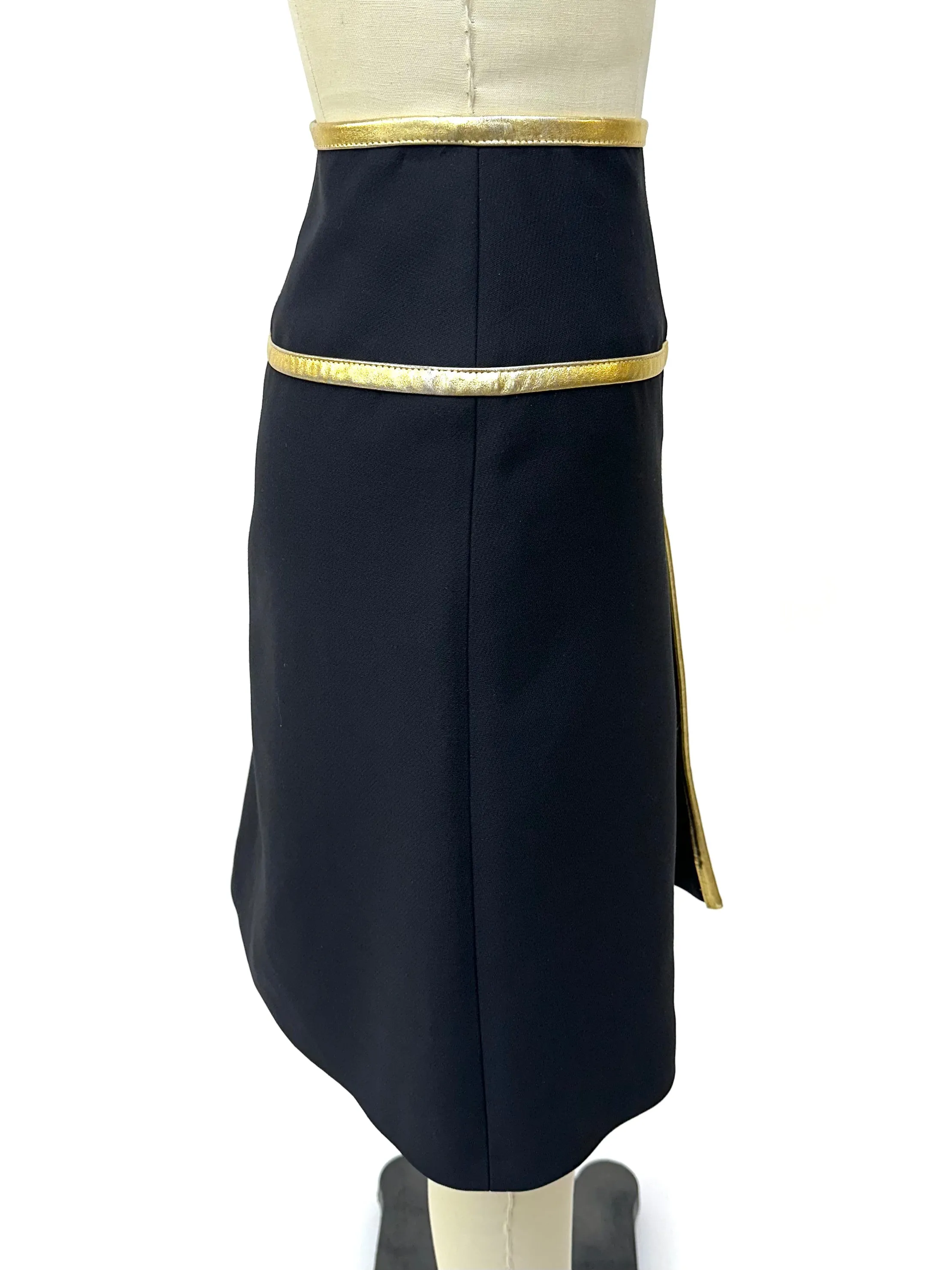 2014 Prada Metallic Gold Trim Skirt