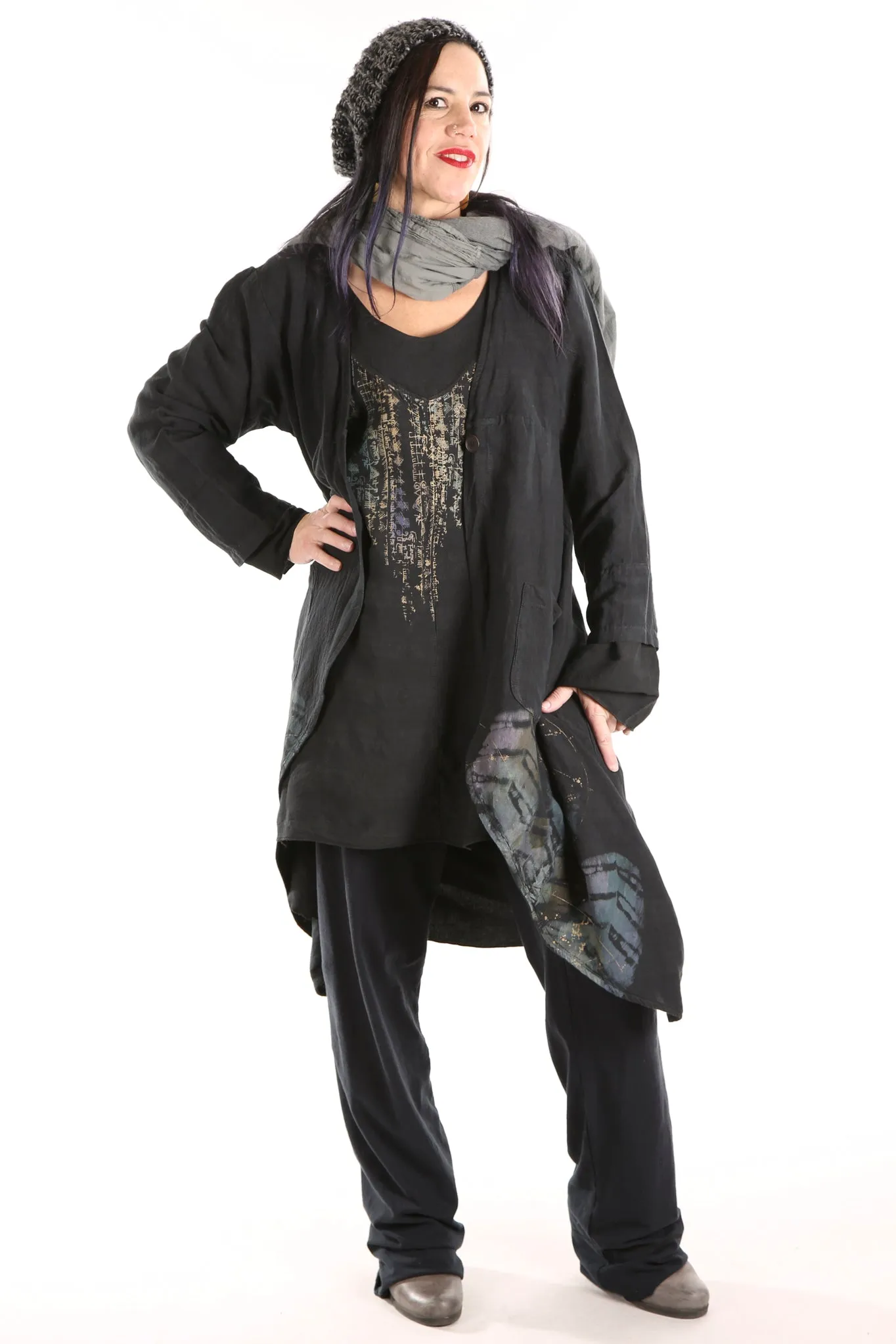 3176   Cotton/Hemp Slim Pant -Black- Unprinted