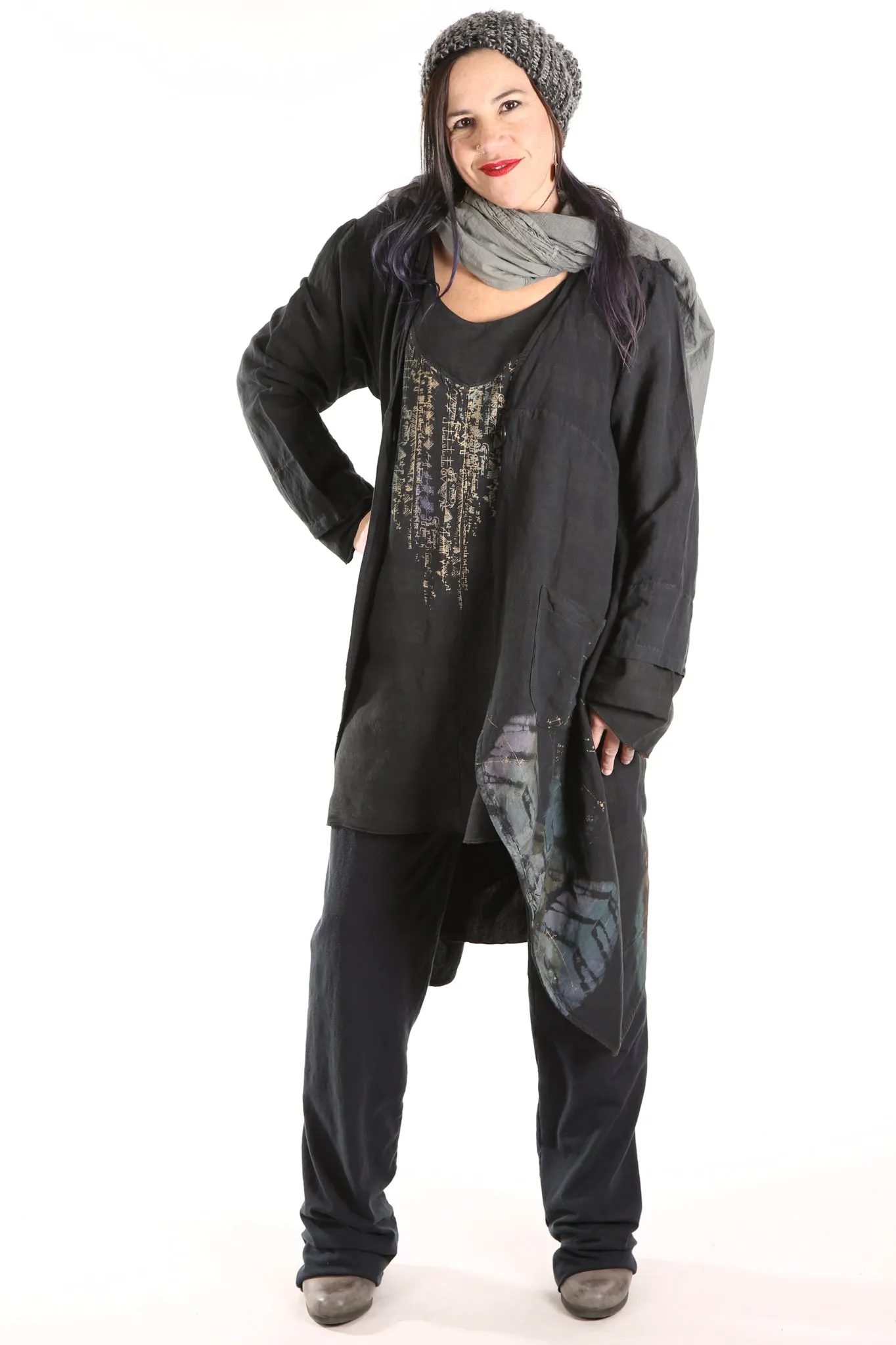 3176   Cotton/Hemp Slim Pant -Black- Unprinted