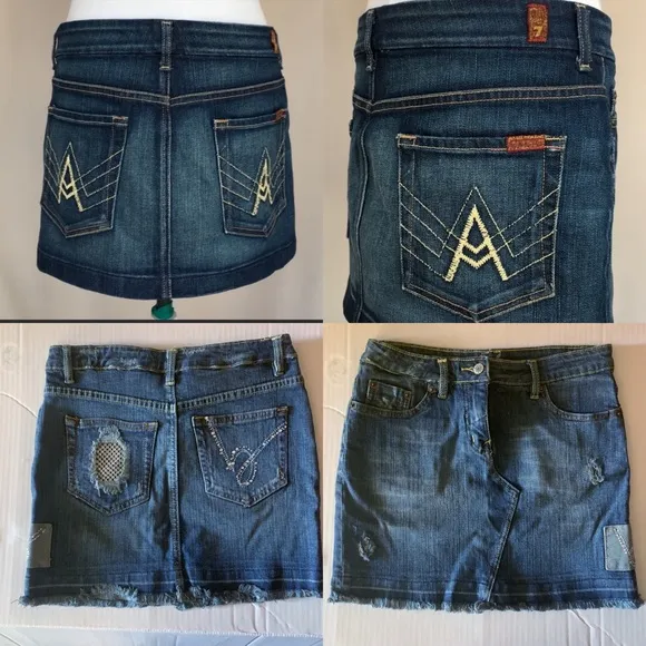 7 for all mankind &amp; Bebe Bundle of 2 Denim Skirts