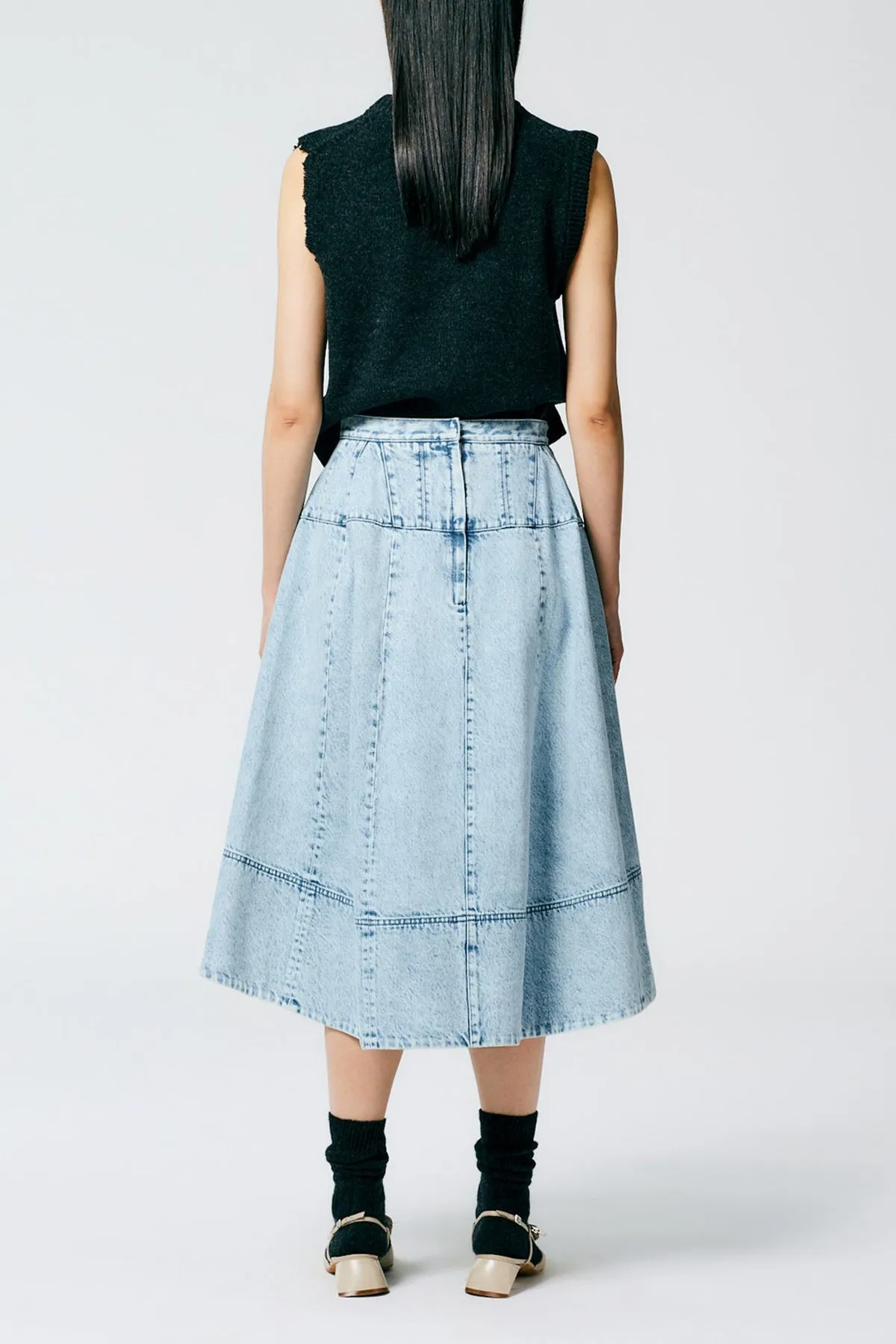 Acid Iceberg Denim Sculpted Skirt in Acid Iceberg Blue