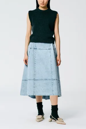 Acid Iceberg Denim Sculpted Skirt in Acid Iceberg Blue
