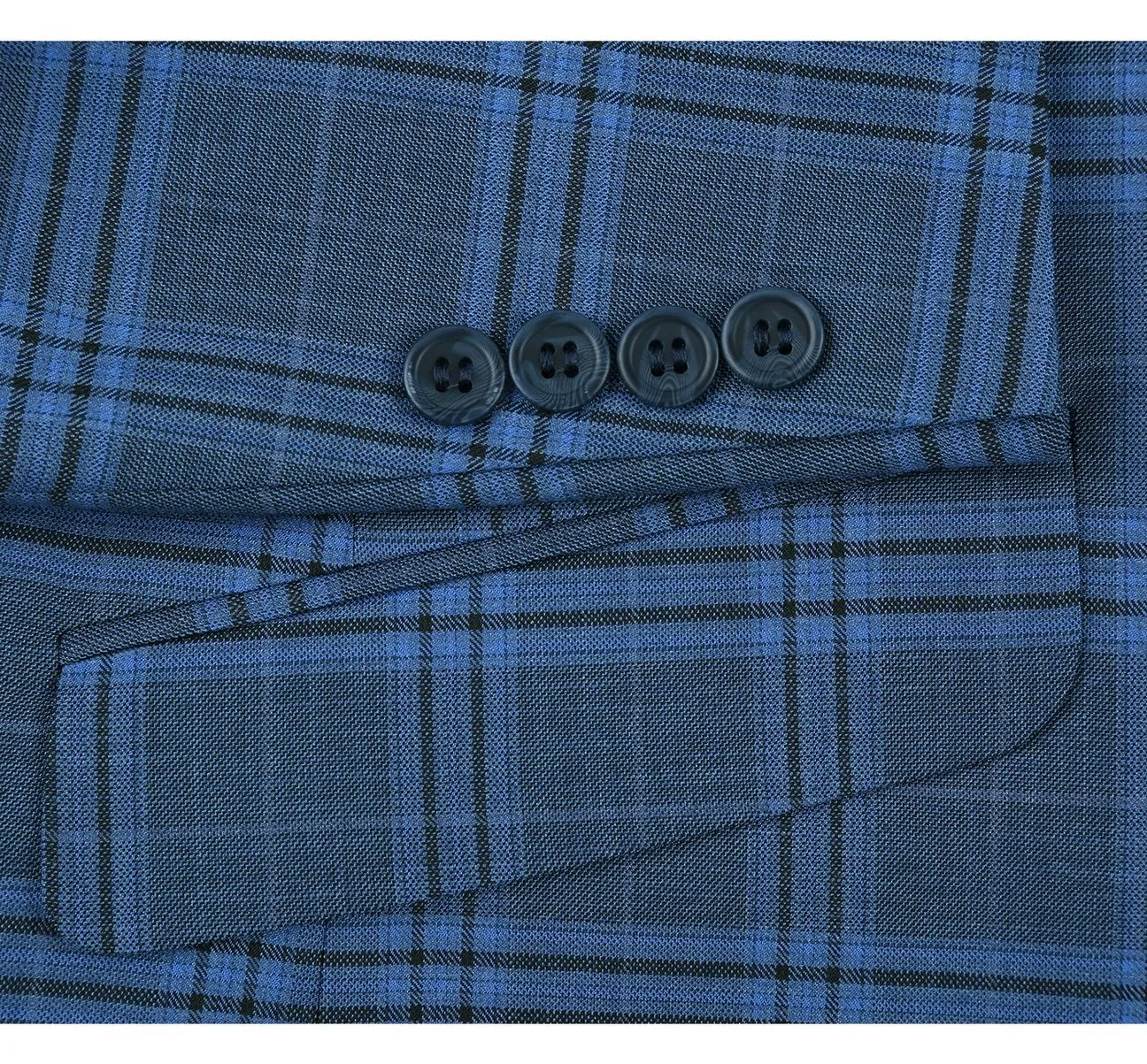 Alessandro Vitello by Renoir Navy 2-Piece Slim Fit Notch Lapel Stretch Windowpane Suit 293-4