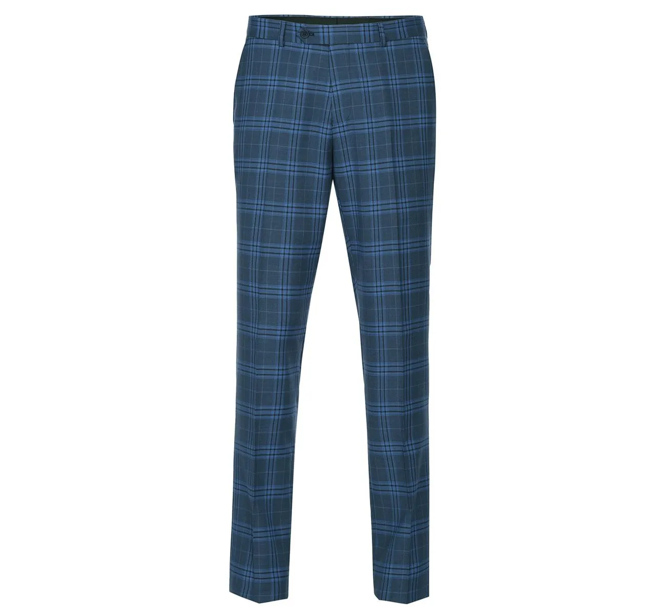 Alessandro Vitello by Renoir Navy 2-Piece Slim Fit Notch Lapel Stretch Windowpane Suit 293-4