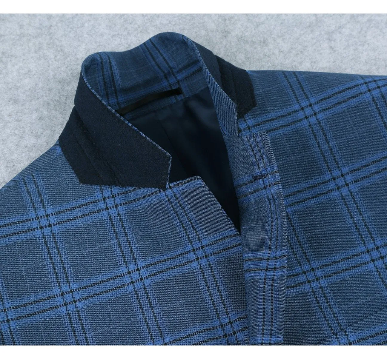 Alessandro Vitello by Renoir Navy 2-Piece Slim Fit Notch Lapel Stretch Windowpane Suit 293-4
