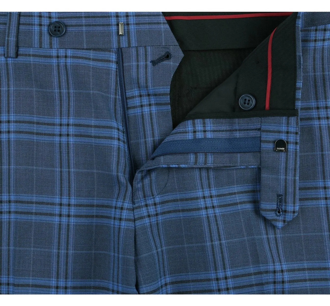 Alessandro Vitello by Renoir Navy 2-Piece Slim Fit Notch Lapel Stretch Windowpane Suit 293-4