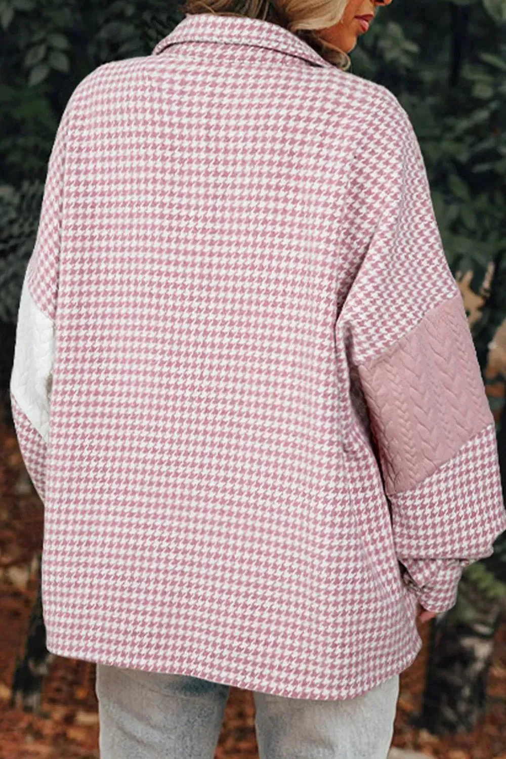 Amber Pocketed Color Block Collared Neck Long Sleeve Jacket