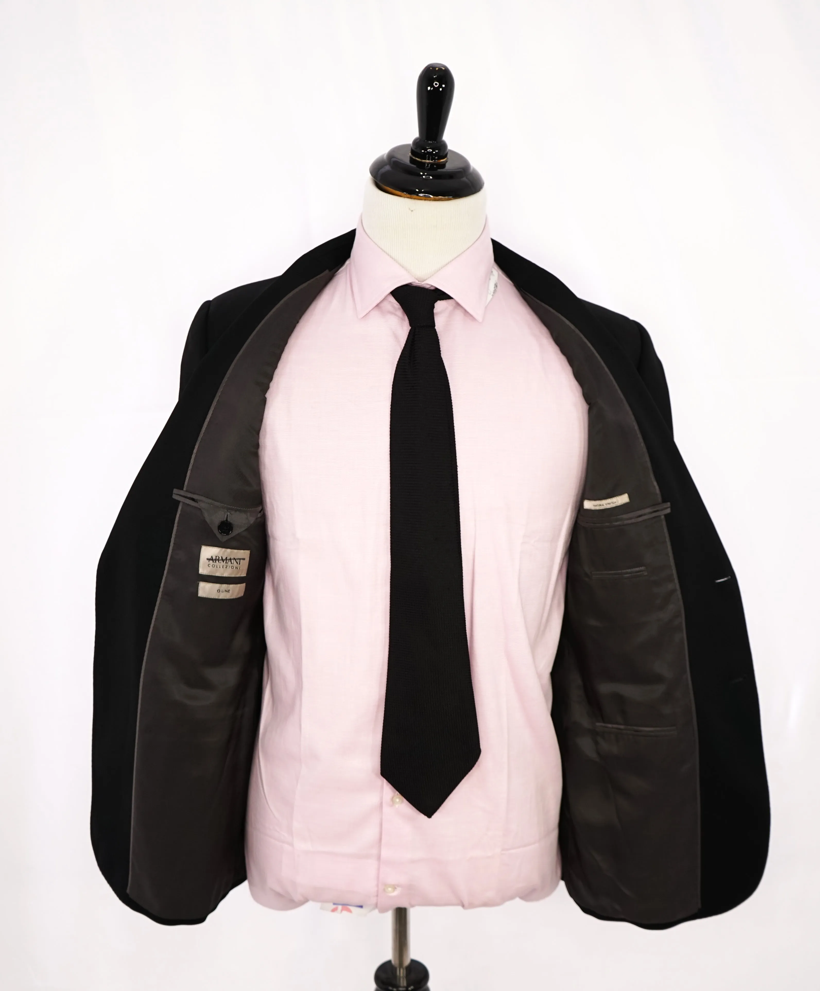 ARMANI COLLEZIONI -  "G Line" Slim Modern Black Notch Lapel Suit - 40R