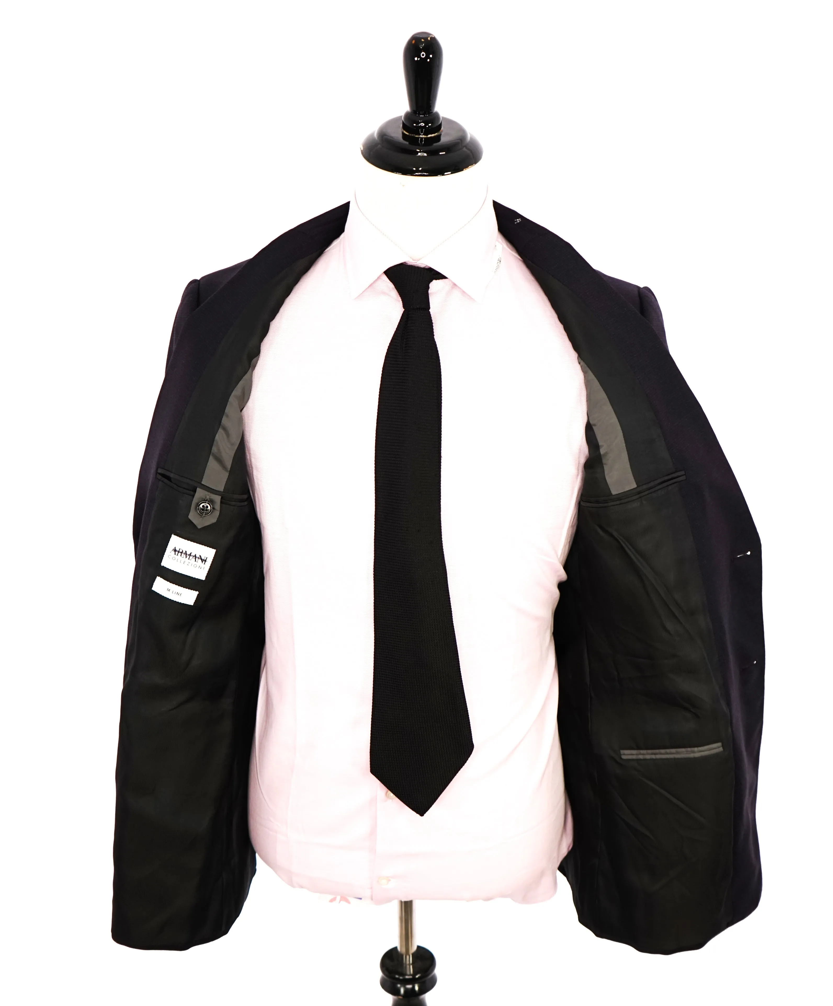 ARMANI COLLEZIONI - "M Line" Burgundy Check Peak Lapel Suit - 42L
