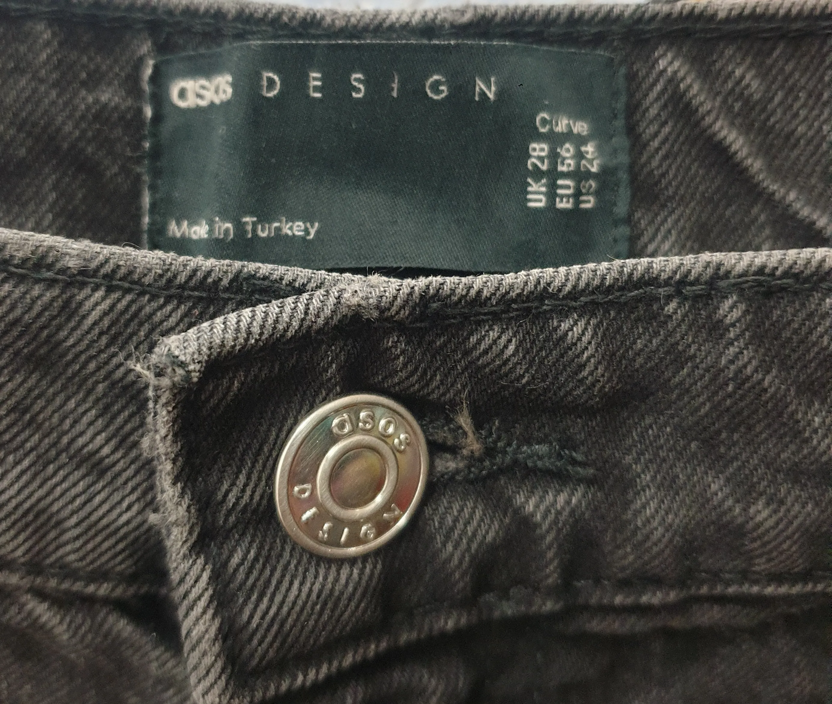 Asos Curve black denim skirt size UK28