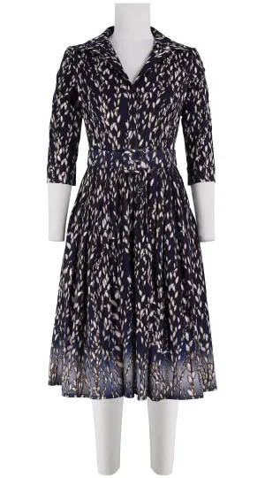 Audrey Dress #2 Shirt Collar 3/4 Sleeve Long Length Cotton Stretch (Willow All Over)