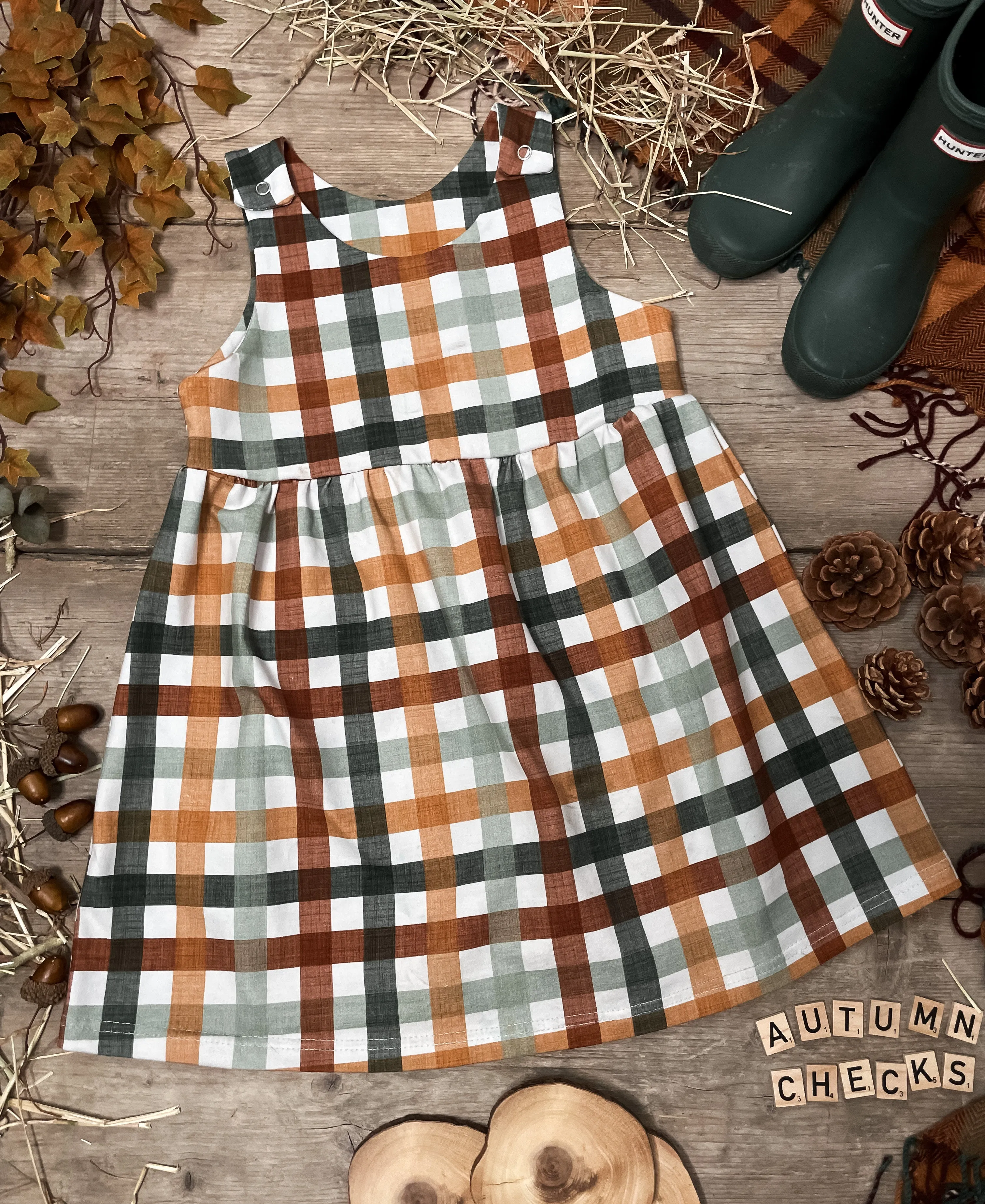 Autumn Checks Pinafore Dress