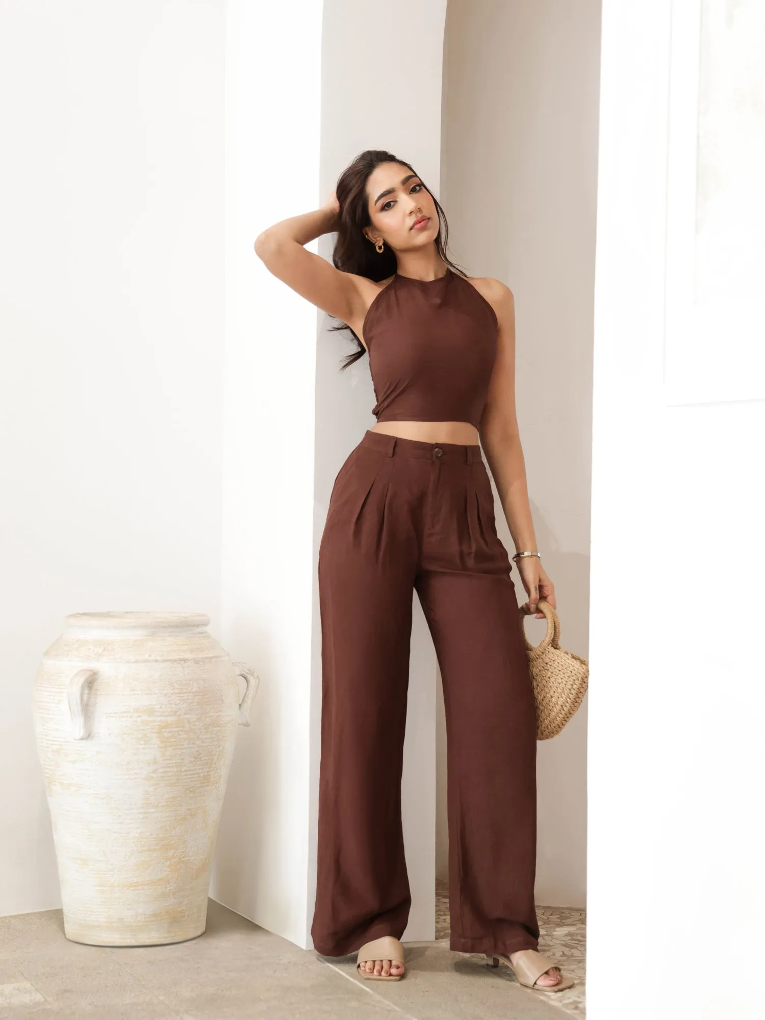 Back Smocked Halter Neck Top