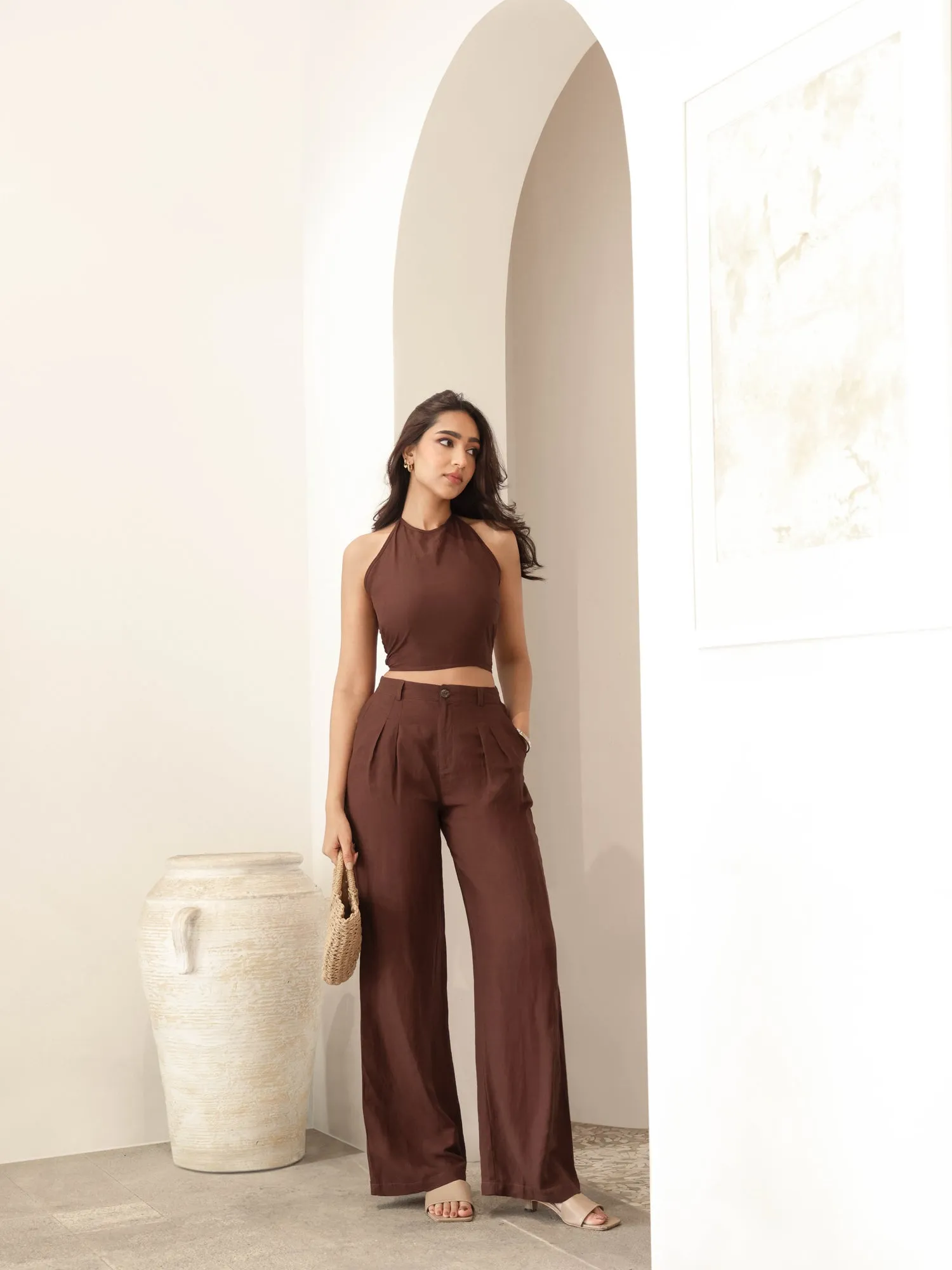 Back Smocked Halter Neck Top