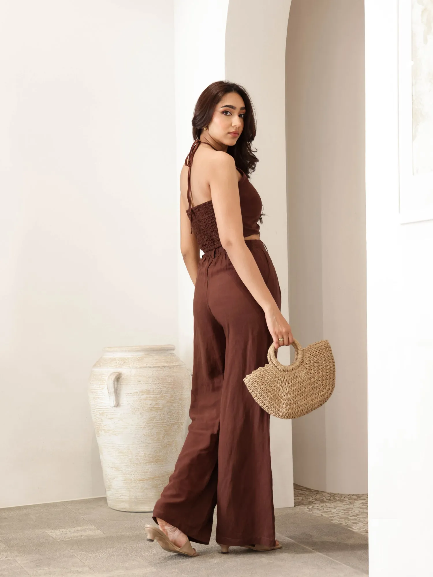 Back Smocked Halter Neck Top