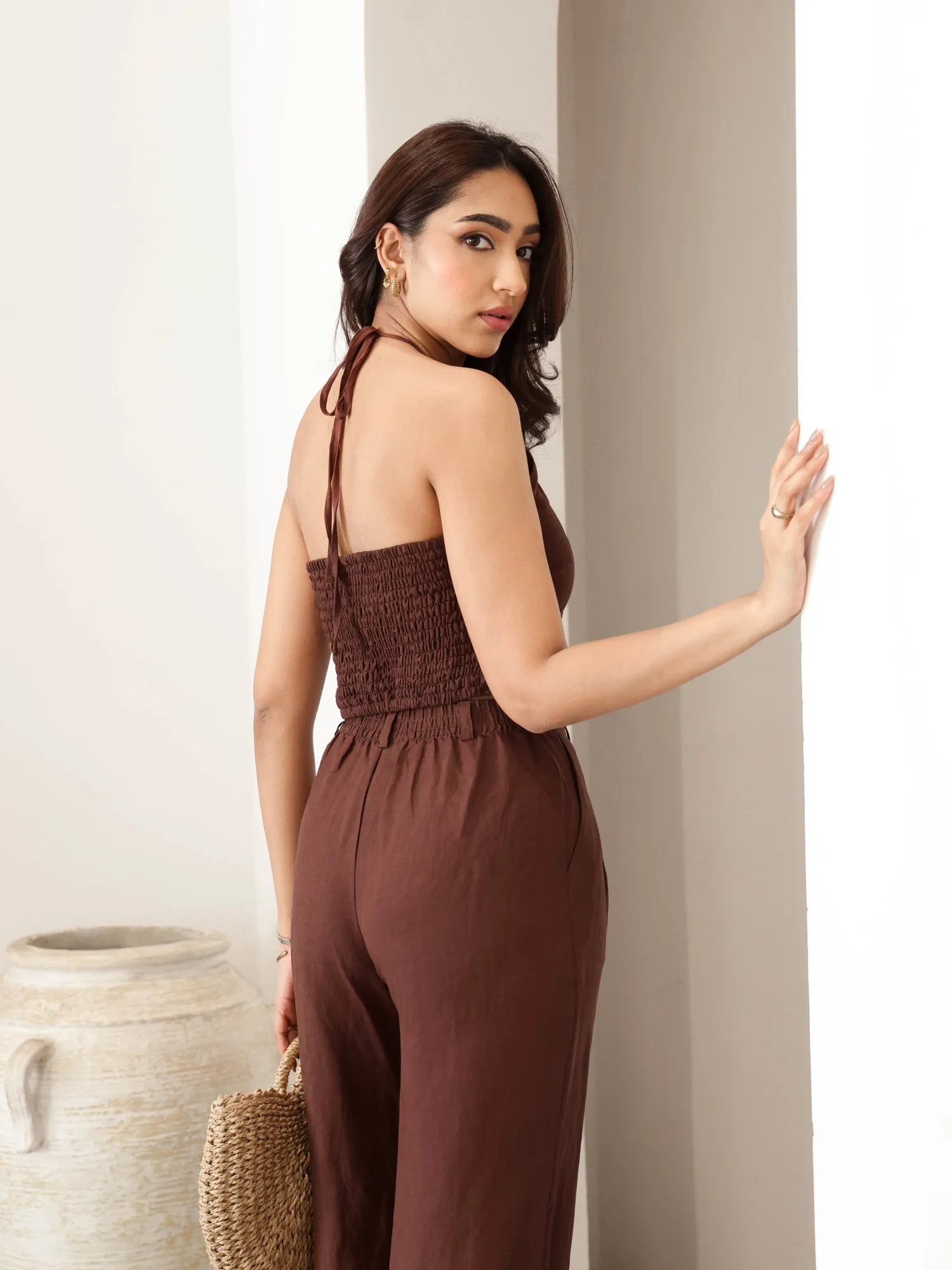 Back Smocked Halter Neck Top