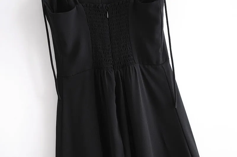 Backless Suspenders Slit Leg Vintage Midi Dresses