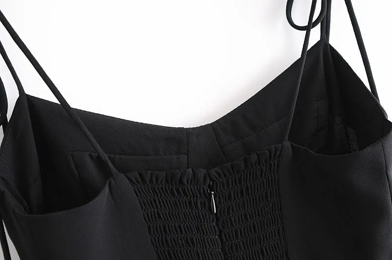 Backless Suspenders Slit Leg Vintage Midi Dresses