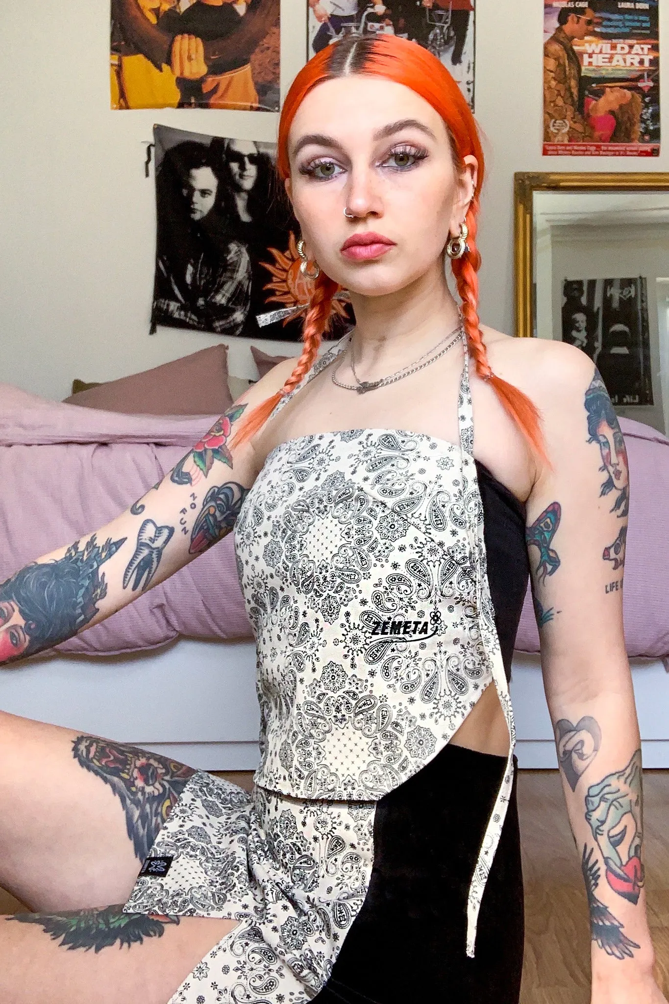 Bandana Denim Halter Top