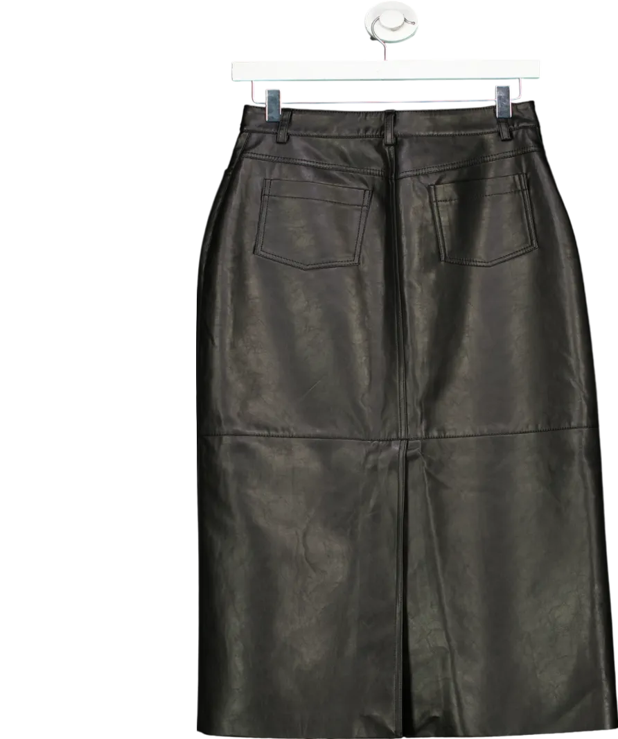 Basilika Black Faux Leather Maxi Skirt UK S
