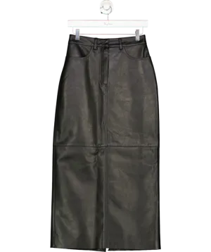 Basilika Black Faux Leather Maxi Skirt UK S