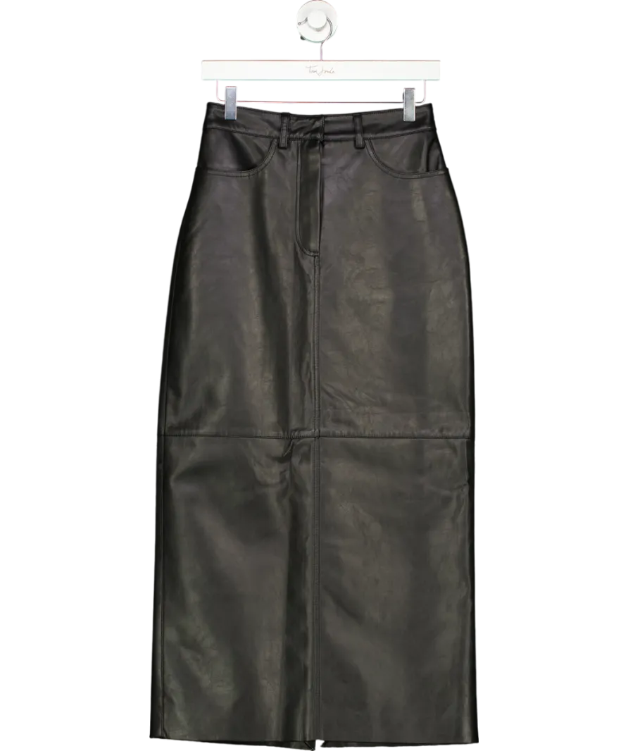 Basilika Black Faux Leather Maxi Skirt UK S