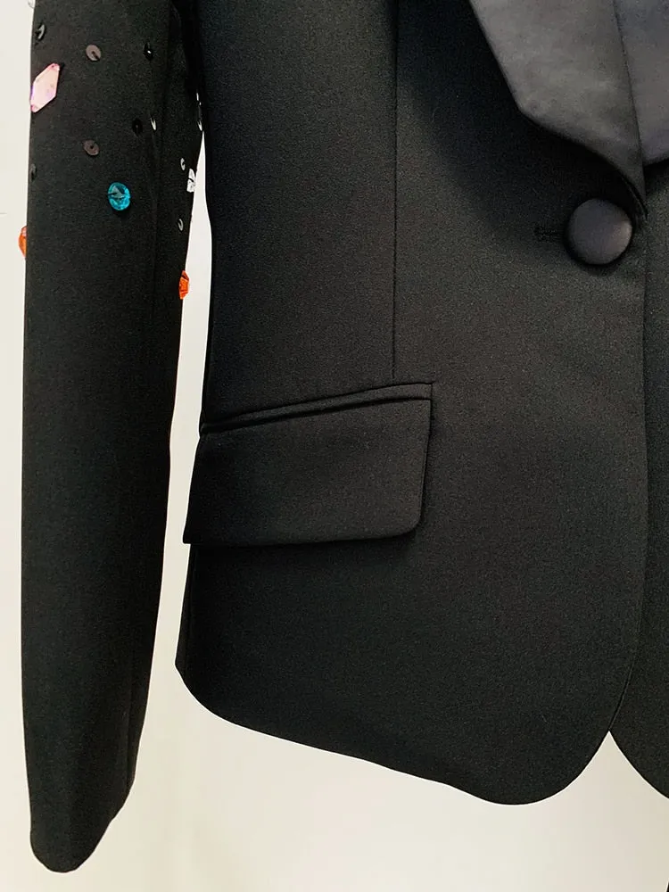 Beaded Blazer Pants Set