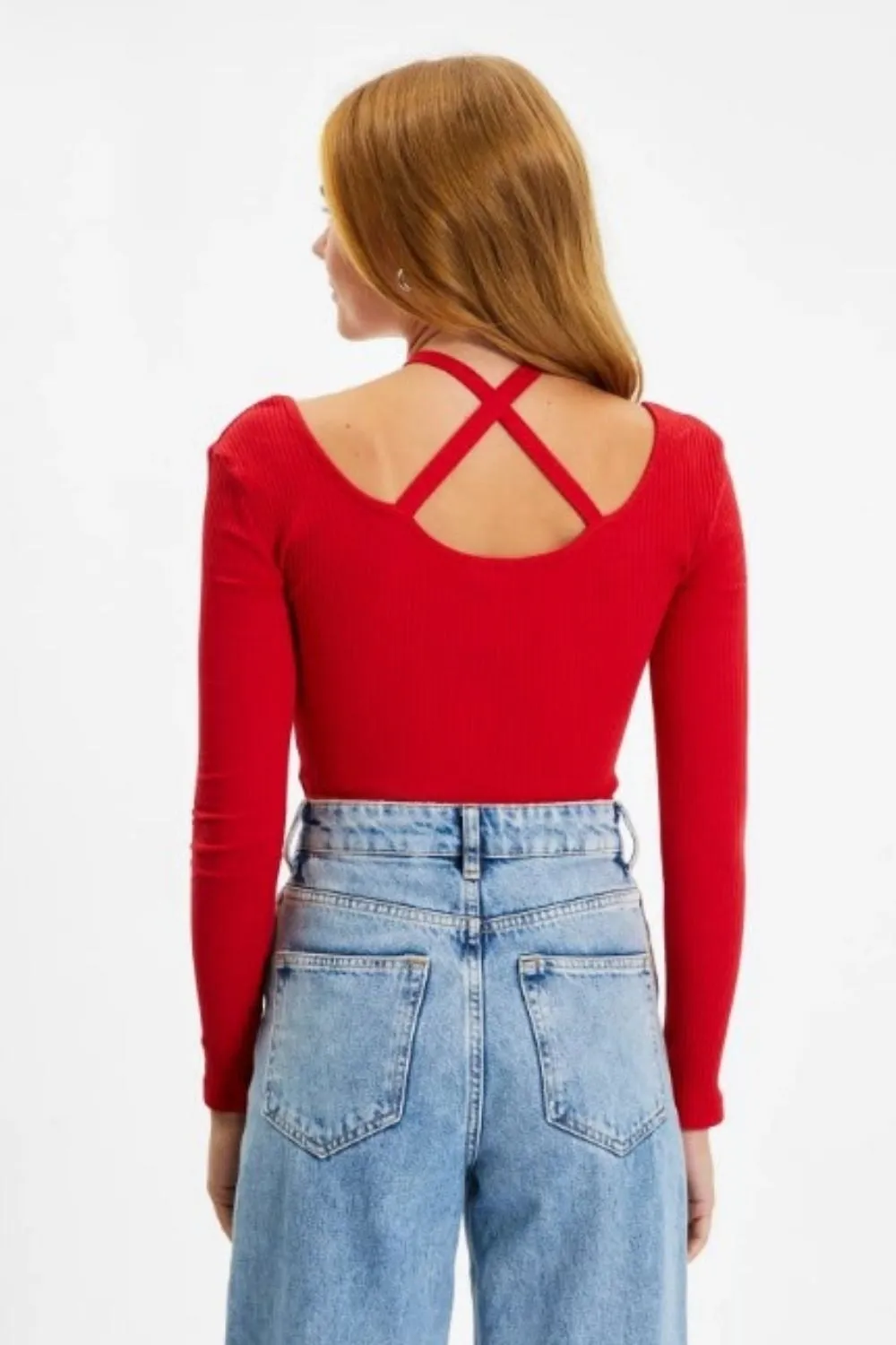 Beauty In Red Halter Neckline Top