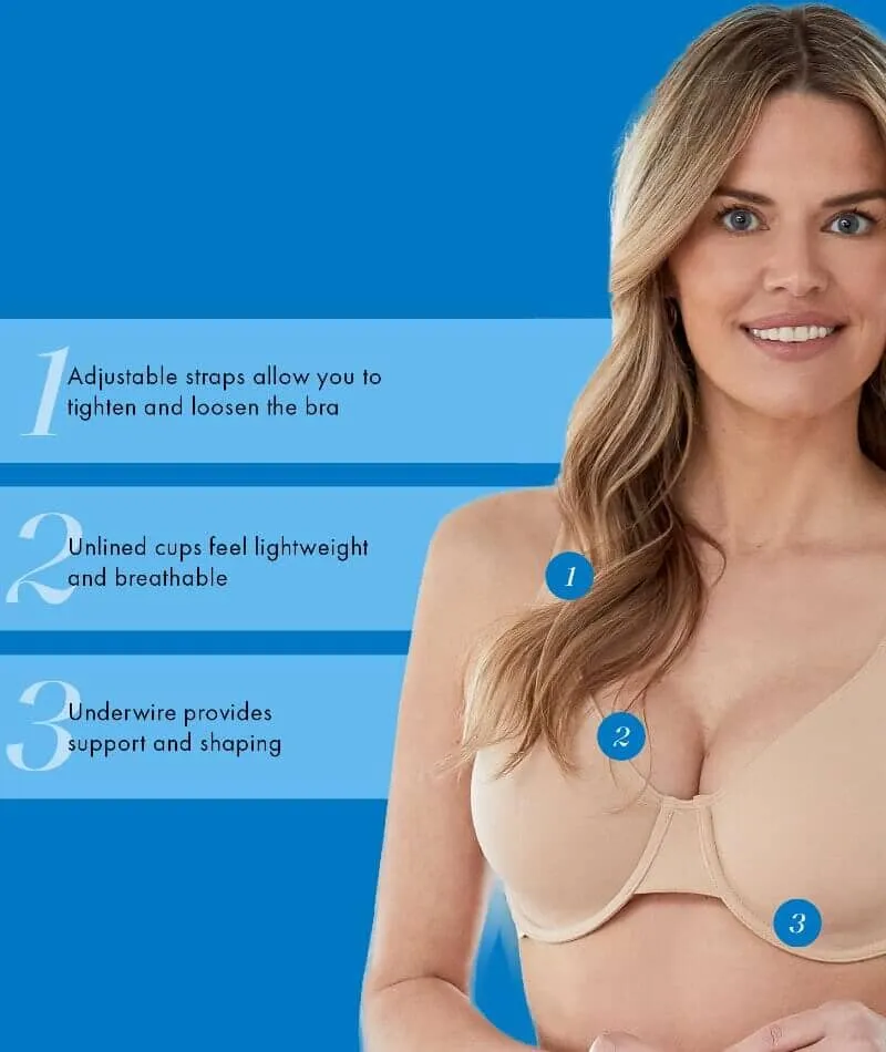 Bestform Unlined Cotton Stretch T-Shirt Bra with Underwire - Sand