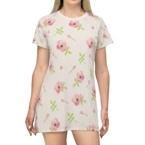 BirdGirls Pink Daysees All Over Print T-Shirt Dress