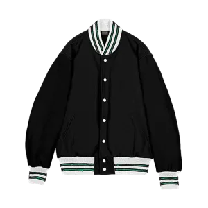 Black Green Stipes Varsity Jacket