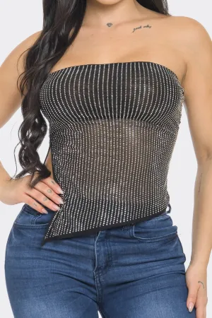Black Mesh Stud Tube Top 3/7/24 8173
