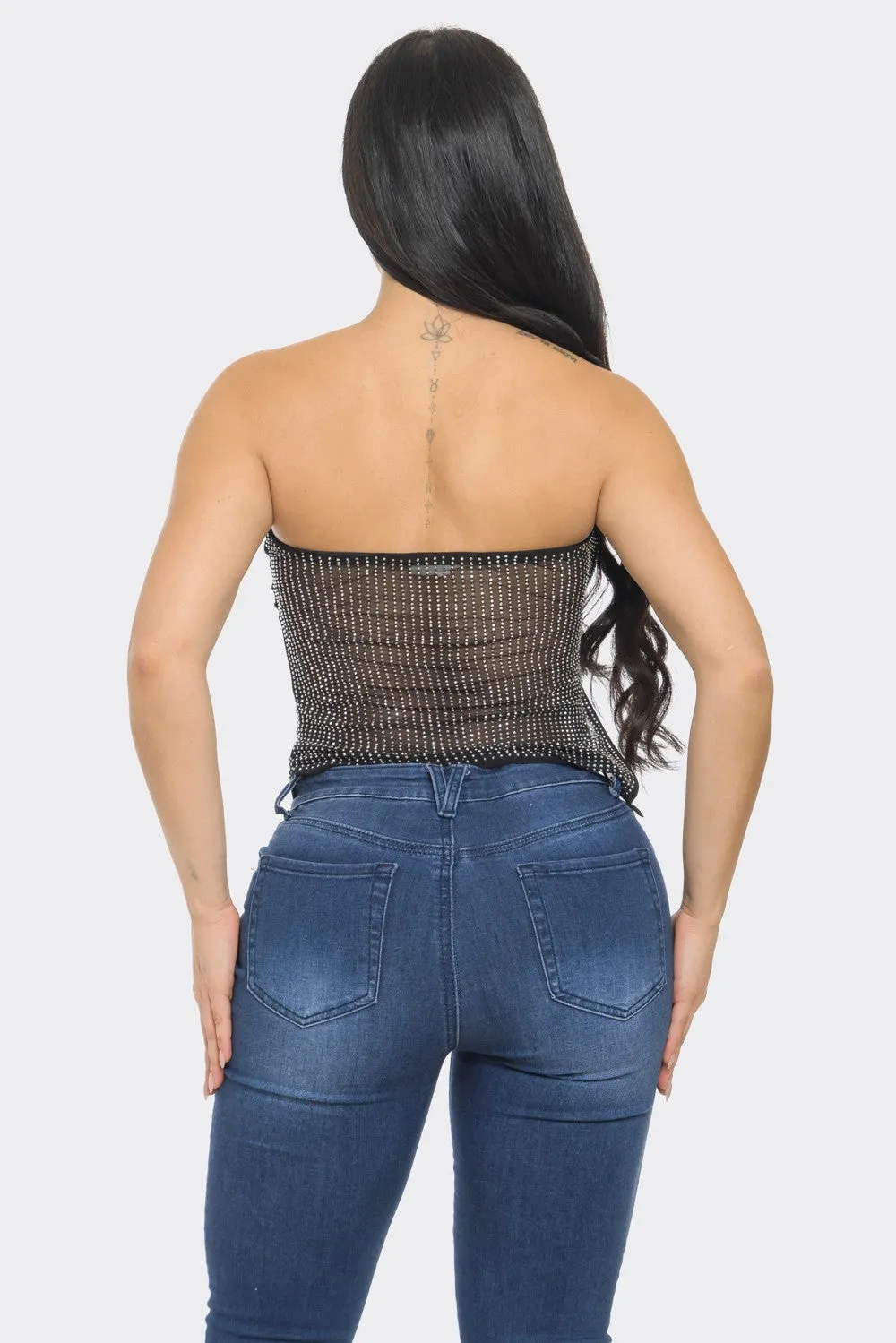 Black Mesh Stud Tube Top 3/7/24 8173
