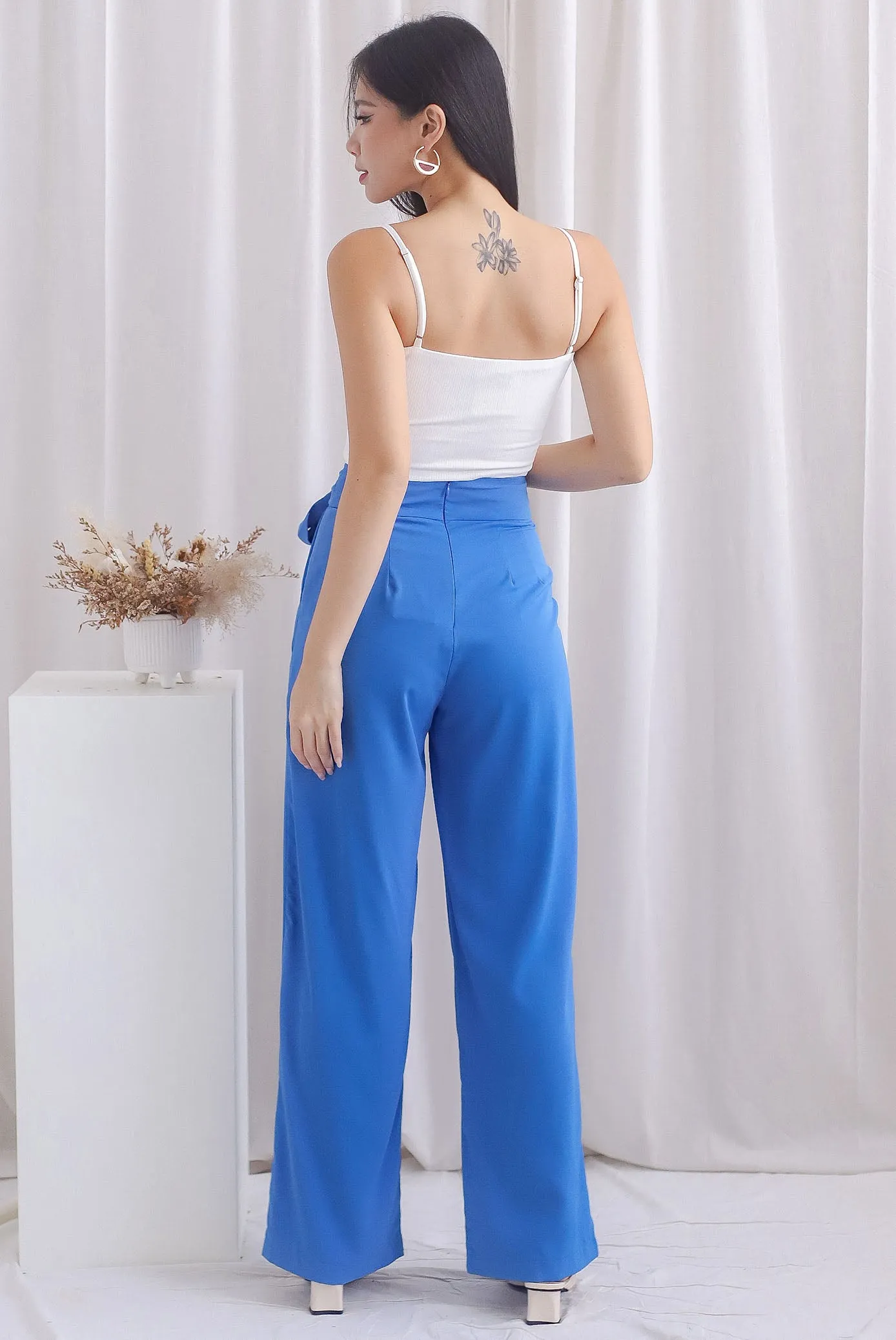 Briley Tie Sash Palazzo Pants In Blue