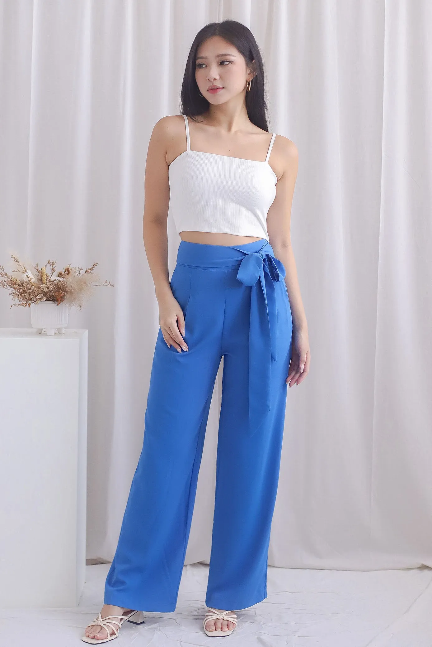 Briley Tie Sash Palazzo Pants In Blue