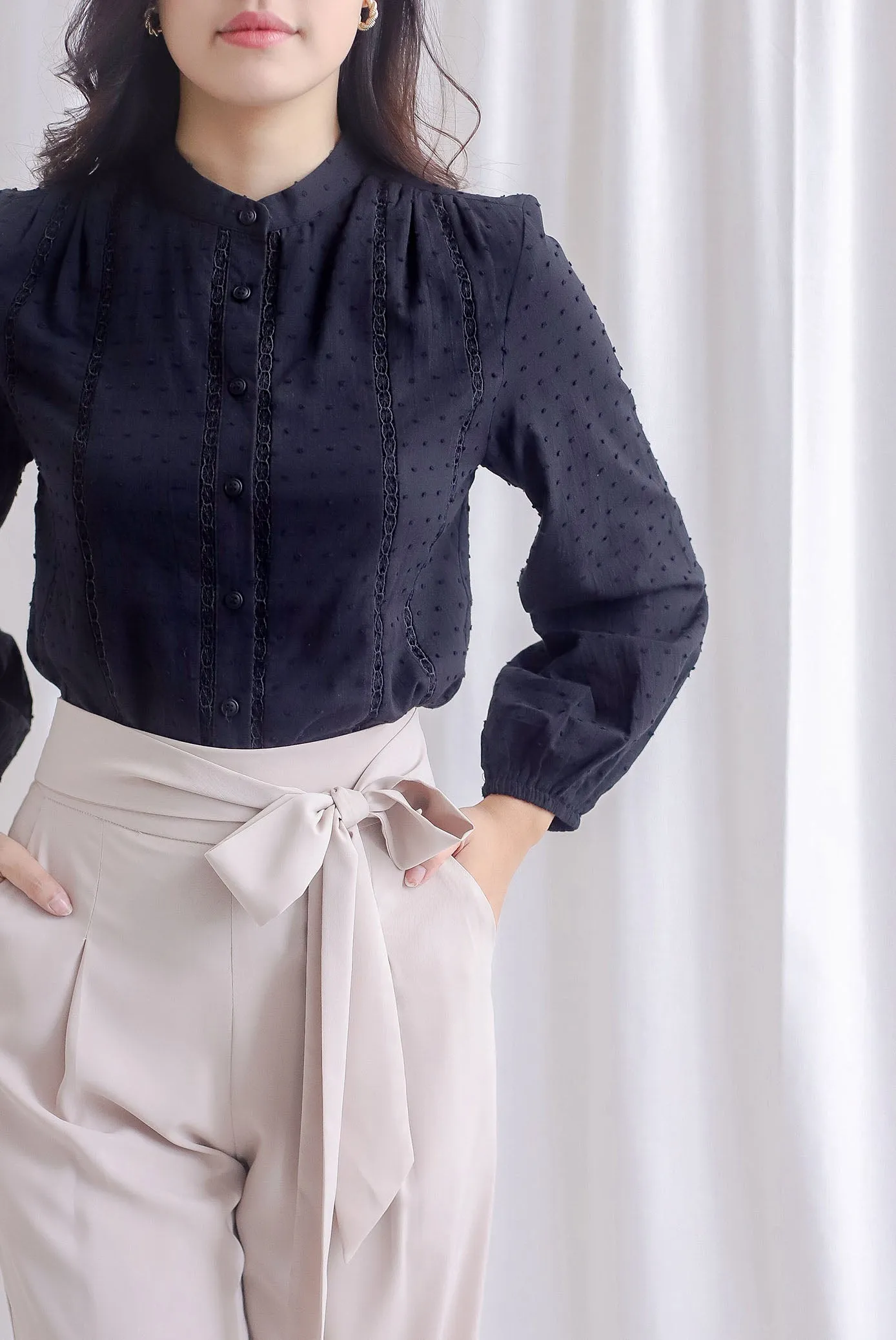 Briley Tie Sash Palazzo Pants In Ecru