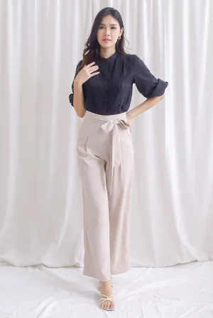Briley Tie Sash Palazzo Pants In Ecru