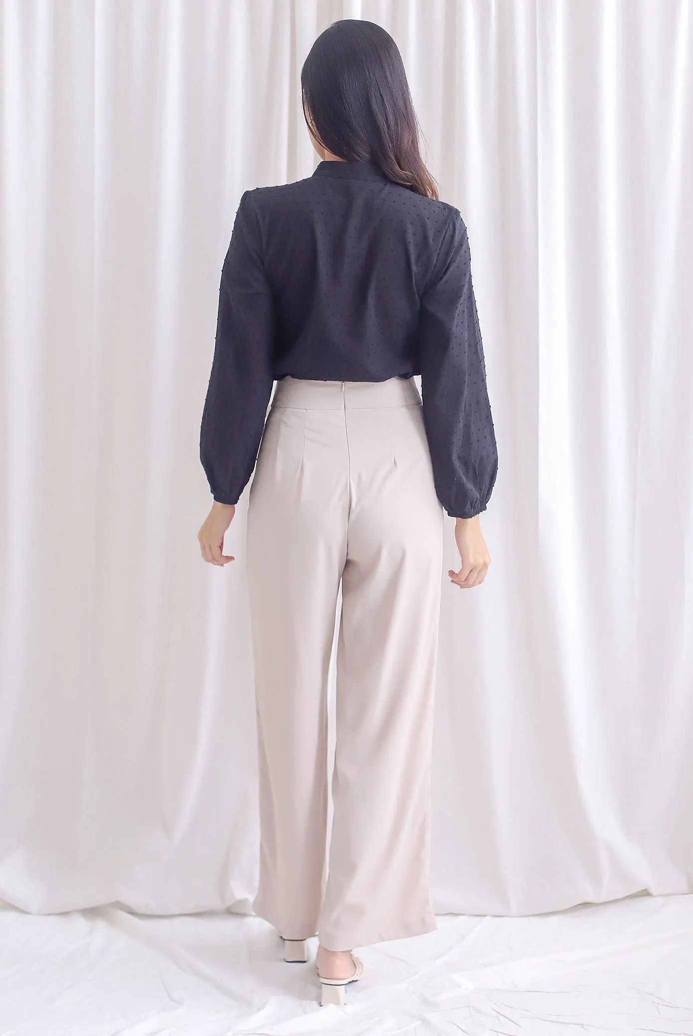 Briley Tie Sash Palazzo Pants In Ecru