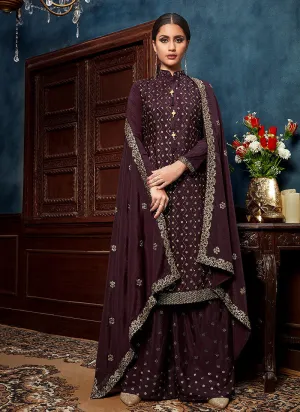 Burgundy Pakistani Palazzo Suit