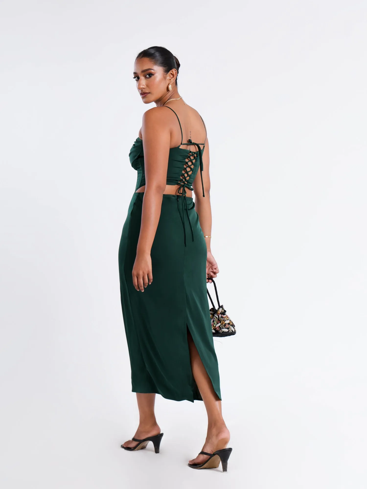 Bustier Pannel Detailed Corset Midi Dress