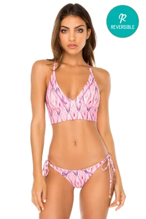 CADIZ - Cross Back Bustier Top & Wavey Ruched Back Brazilian Tie Side Bottom • Multicolor