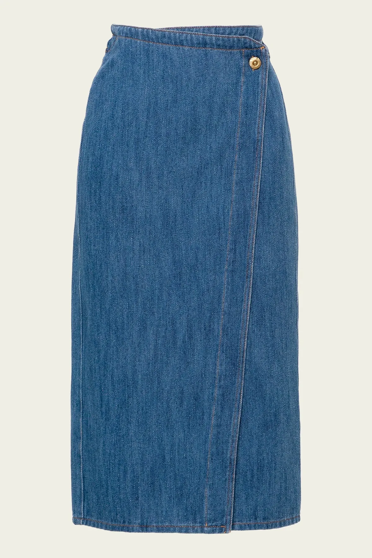 Calvary Cotton Denim Wrap Skirt in Delavé