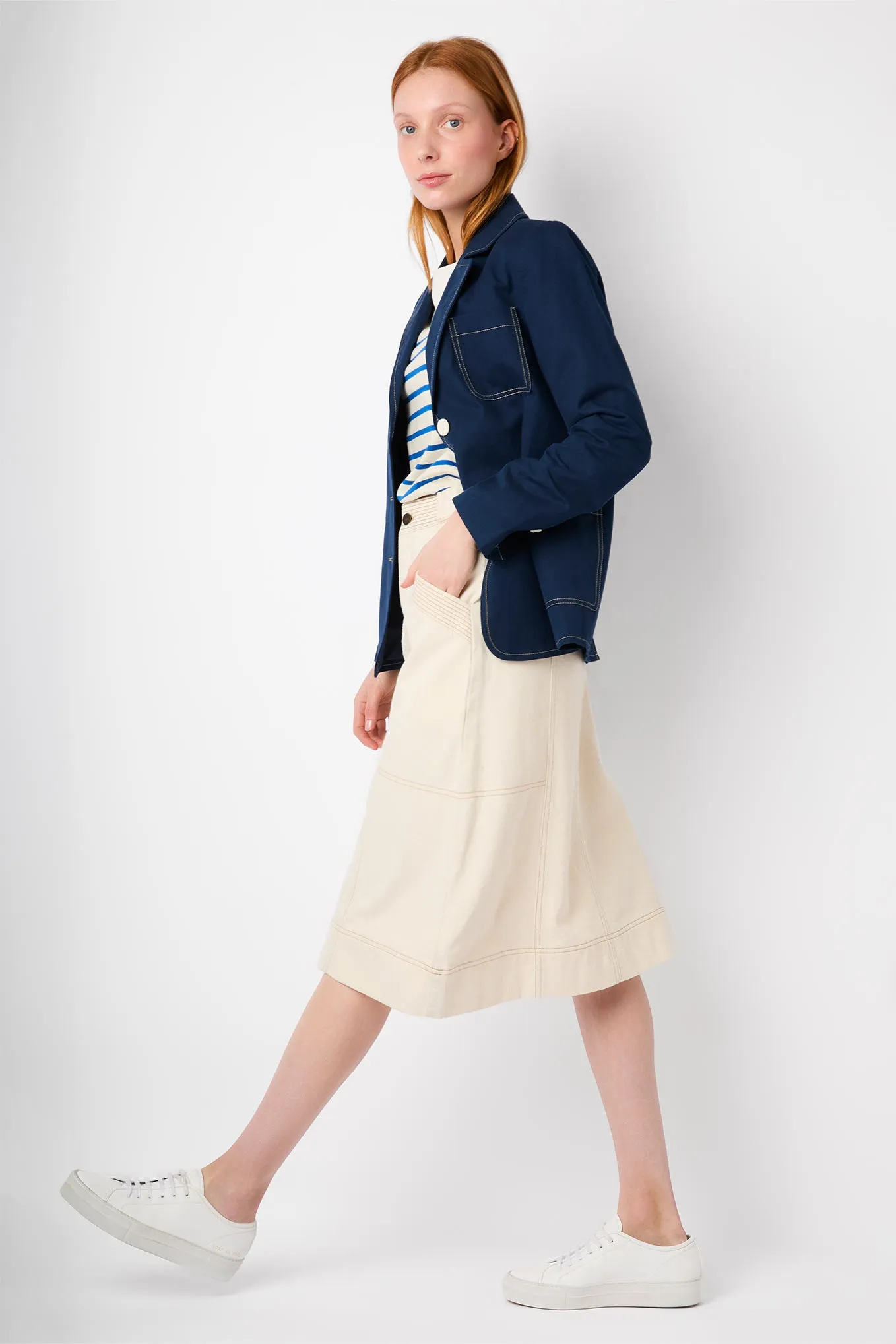 Cara Denim Skirt - Ecru