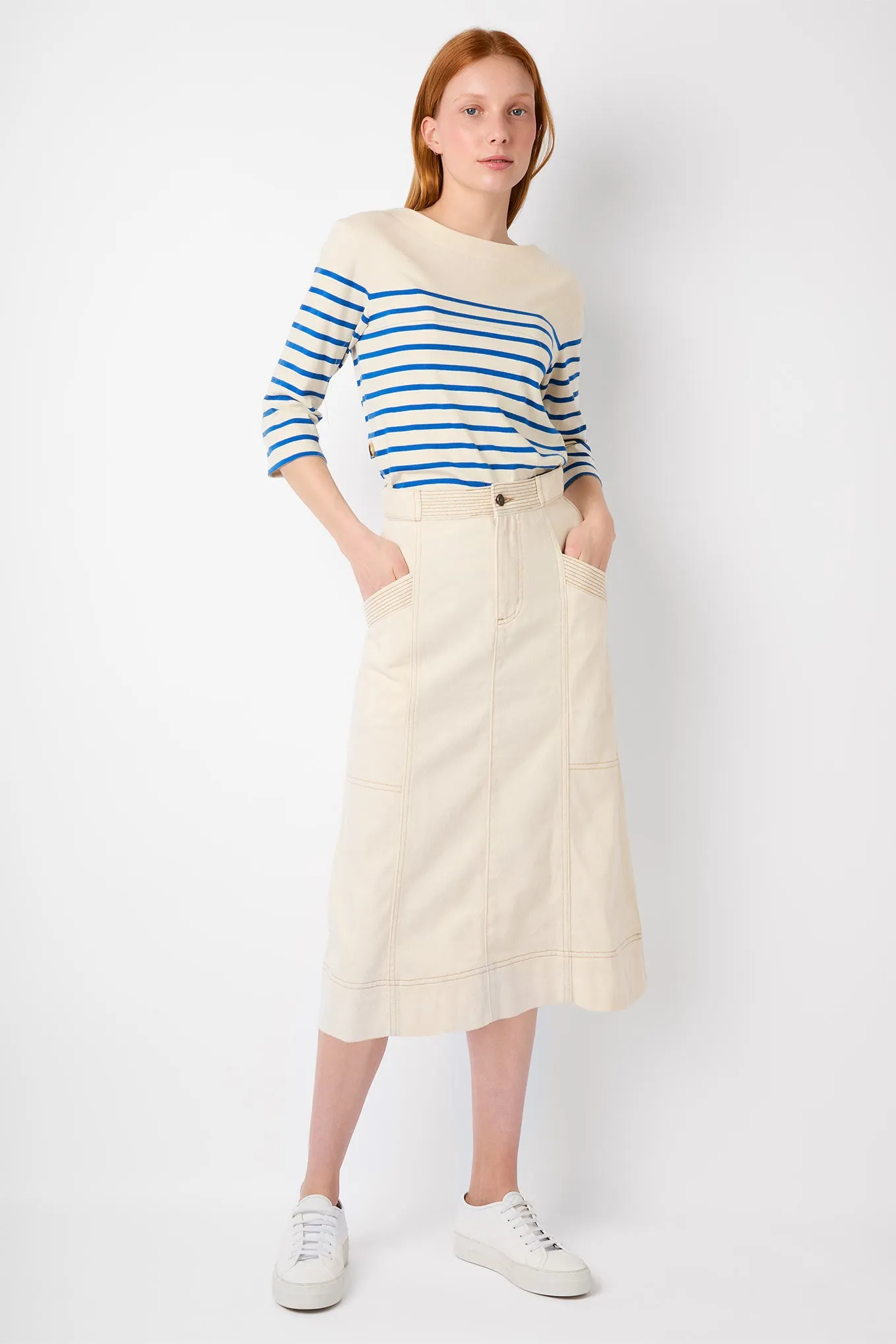 Cara Denim Skirt - Ecru