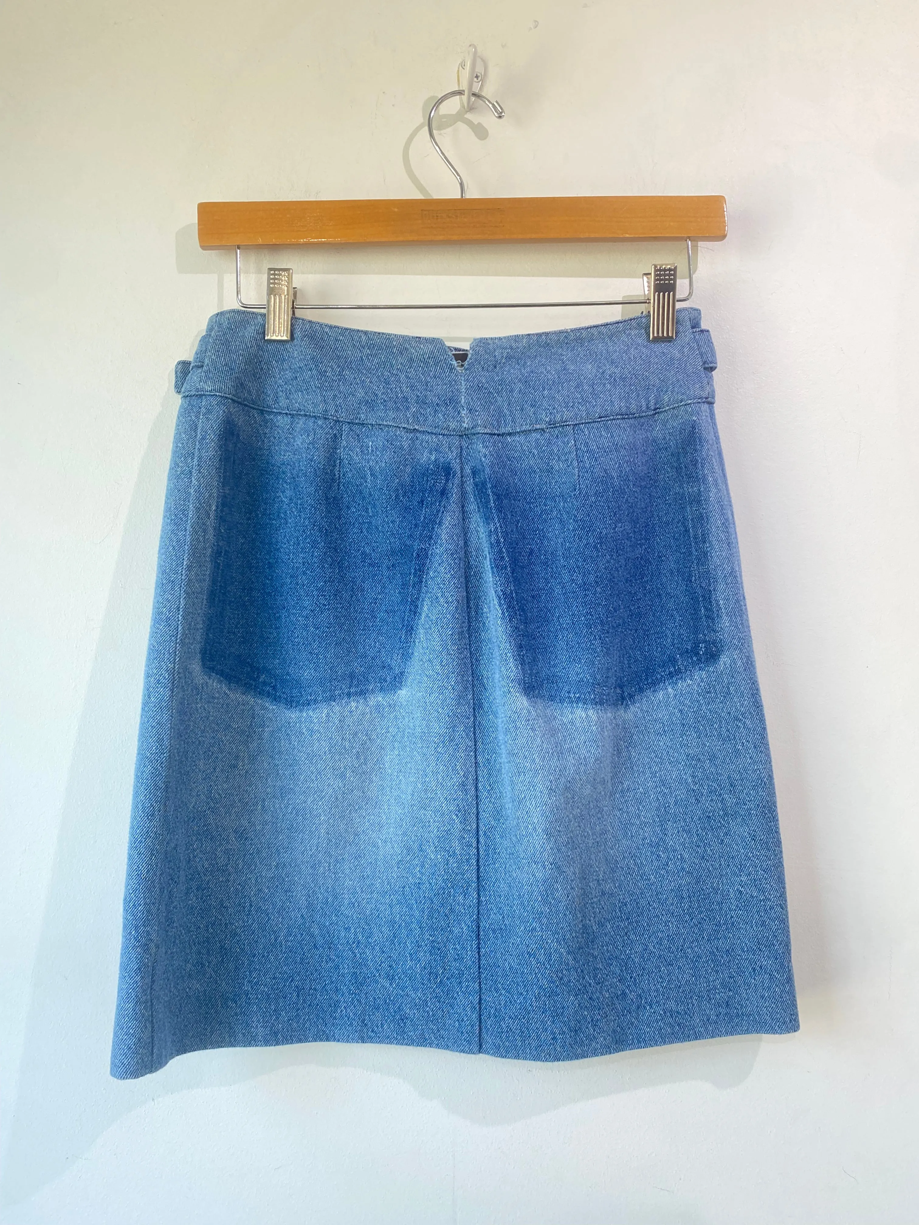 Celine Denim Waist Buckle Mini Skirt